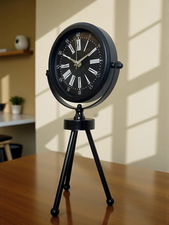Heritage Black Üç Ayaklı Metal Masa Saati
