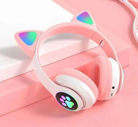 Pembe Kulak Üstü Kablosuz Bluetooth Kulaklık