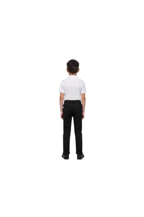 Unisex Erkek Kız Çocuk Beli Lastikli Boru Paça Kanvas Keten Siyah Okul Pantolonu