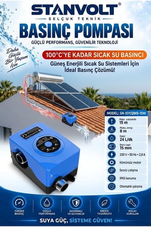 100°C Dayanıklı Güneş Enerjisi Ve Sıcak Su Basınç Artırıcı Pompa / 1 Kat 1 Daire Hidroforu (Sessiz &