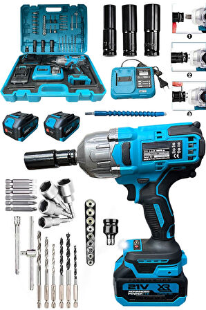 21 V 3.0 Ah Akülü Somun Bijon Sökme Takma Sıkma Matkap Kömürsüz Akülü Vidalama 800 Tork 10 Pilli Akü