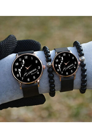 Çift Saatleri Unisex Siyah Sevgili Çift Kol Saatleri