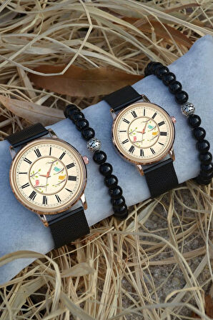 Çift Saatleri Sevgili Saatleri Ağaçlarda Kuşlar Tasarımlı Çift Kol Saatleri