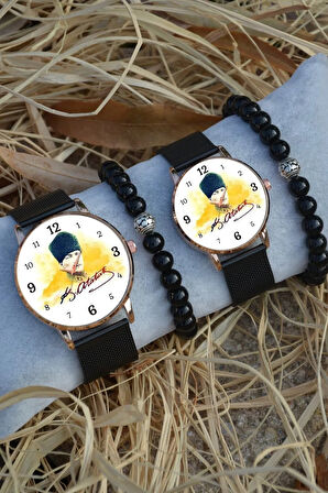 Çift Saatleri Sevgili Saati Atatürk Fotoğraflı ve İmzalı Çift Kol Saatleri