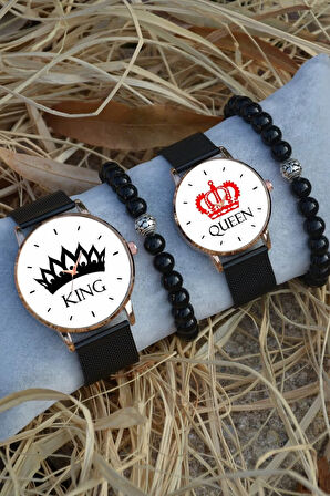 Çift Saatleri Sevgili Saati Beyaz King-queen Çift Kol Saatleri