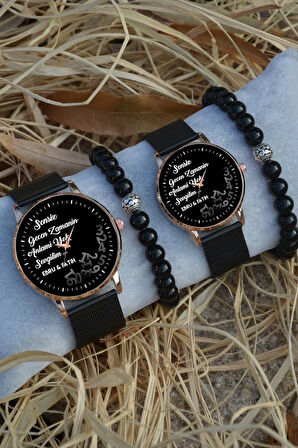 Çift Saatleri Sevgili Saatleri Sensiz Geçen Zamanın Anlamı Yok Tasarımlı Isim Yazılı