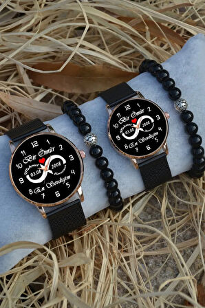 Çift Saatleri Sevgili Saatleri Kalpli Bir Ömür En Sevdiğim Isim Ve Tarih Yazılı Çift Kol Saatleri