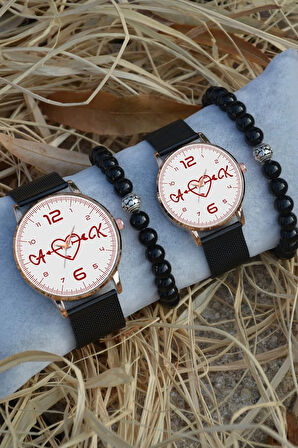 Çift Saatleri Sevgili Saatleri Kalpli Baş Harfler Ve Tarih Yazılı Çift Kol Saatleri