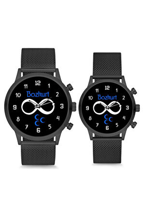 Çift Saatleri Sevgili Saati Siyah Bozkurt Çift Kol Saati