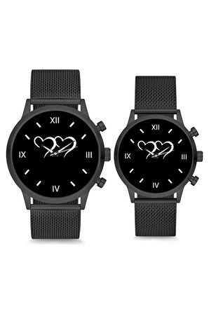 Çift Saatleri Sevgili Saati Siyah İç İçe Çift Kol Saati