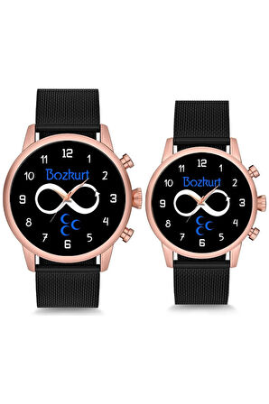 Çift Saatleri Sevgili Saati Siyah Bozkurt Çift Kol Saati