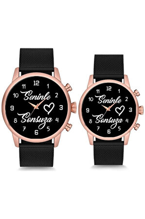 Çift Saatleri Sevgili Saati Seninle Sonsuza Kalpli Çift Kol Saati