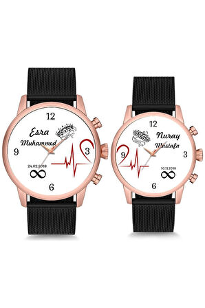 Çift Saatleri Sevgili Saati Ritim Kalp İsimli ve Tarihli Çift Kol Saatleri
