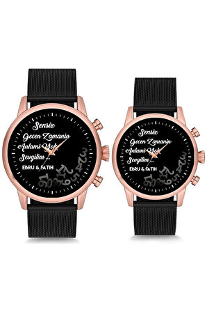 Çift Saatleri Zamanın Anlamı Yok İsimli ve Tarihli Sevgili Çift Kol Saatleri