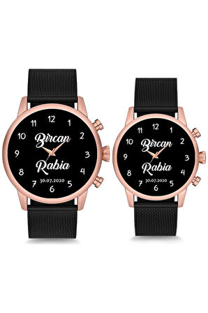 Çift Saatleri Sevgili Saati Sade İsimli ve Tarihli Çift Kol Saatleri