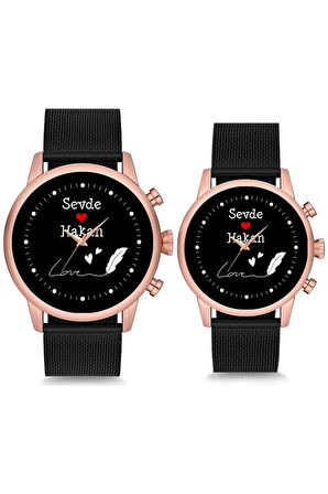 Çift Saatleri El Yazısı Love Sevgili Kol Saatleri İsimli ve Tarihli Çift Kol Saatleri