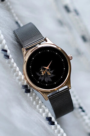 Kadın Kol Saati Gül Desenli Kol Saati