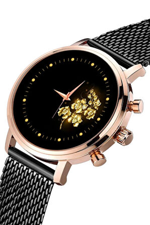 Kadın Kol Saati Altın Gül Kol Saati