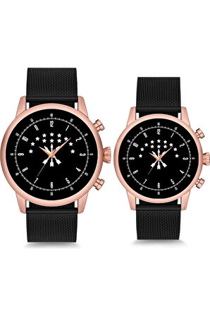 Çift Saatleri Çerkez Çift Kol Saati | Çerkez Amblemli Siyah Çift Kol Saati