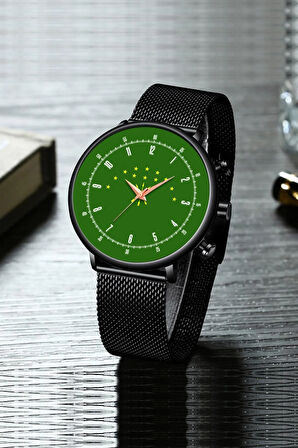 Çerkez Erkek Kol Saati | Çerkez Amblemli Yeşil Erkek Kol Saati