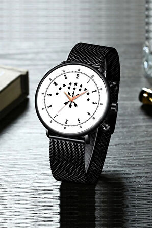 Çerkez Erkek Kol Saati | Çerkez Amblemli Beyaz Erkek Kol Saati