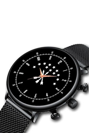 Çerkez Kol Saati | Çerkez Amblemli Siyah Erkek Kol Saati