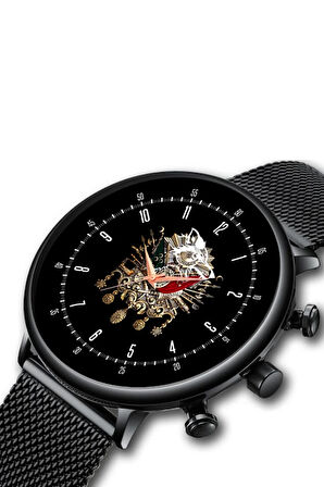 Osmanlı Tuğrası Siyah Erkek Kol Saati