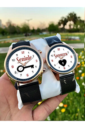 Çift Saatleri Sevgili Saati Seninle Sonsuza Çift Kol Saatleri Siyah Gold