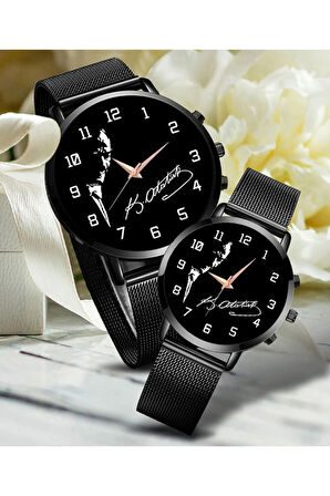 Çift Saatleri Sevgili Saati Kemal Atatürk Silueti ve İmzası Çift Kol Saatleri Sevgililer Günü