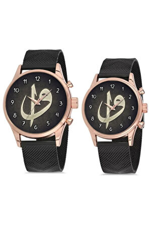 Çift Saatleri Elif Vav Sevgili Çift Saati Hasır Çift Kol Saati Hediye Saat