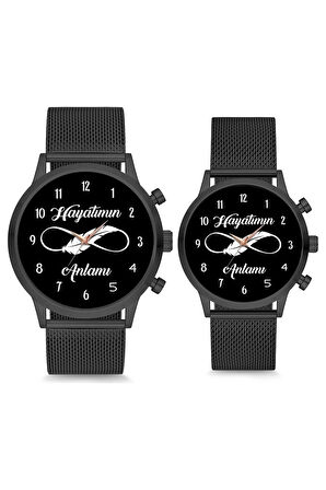 Çift Saatleri Sevgili Saatleri Hayatımın Anlamı Siyah Bay Çift Kol Saati Sevgililer Günü