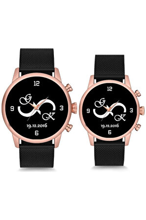 Sade Sonsuzluk İsimli ve Tarihli Çift Sevgili Kol Saati