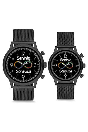 Siyah Seninle Sonsuza Sonsuzluk Çift Sevgili Kol Saati