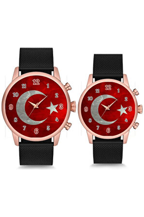 Türkiye Bayrağı Çift Sevgili Kol Saati
