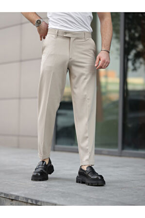 ERKEK PREMİUM DUBLE PAÇA BEL DESTEKLİ KUMAŞ PANTOLON