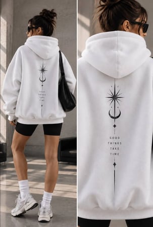 stylingpark Kapişonlu Cepli Fermuarlı Baskılı Oversize Sweatshirt