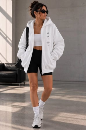 stylingpark Kapişonlu Cepli Fermuarlı Baskılı Oversize Sweatshirt