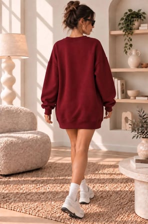 Yeni Sezon Trend Model Baskılı Oversize Sweatshirt Elbise