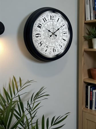 Şaheser Tasarım Zarif Desenli 40 cm Metal Duvar Saati