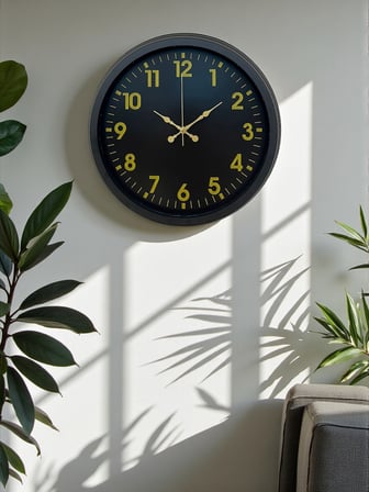 Siyah Standart 40 Cm Metal Dekoratif Duvar Saati