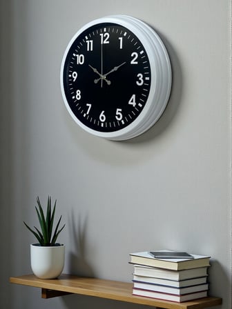 White Pure Contrast 40 Cm Metal Duvar Saati