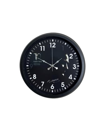 Siyah 40 Cm Metal Atatürk Seri Duvar Saati