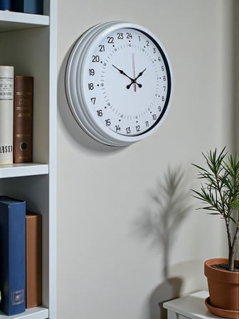 Beyaz 40 Cm Metal 24 Saat Göstergeli Özel Tasarım Duvar Saati
