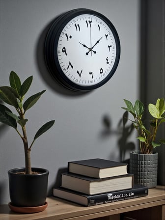 Siyah Arapça Rakamlı 40 Cm Metal Duvar Saati