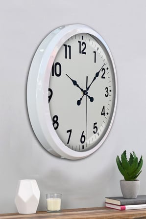 White Classic Modern 52 Cm Metal Duvar Saati