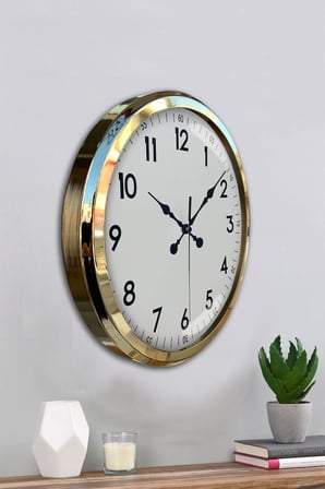 Gold & White Luxury Classic 52 Cm Metal Duvar Saati