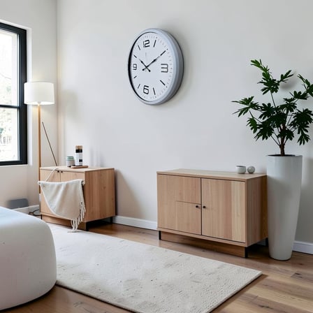 Beyaz Modern Prestij 52 Cm Metal Duvar Saati