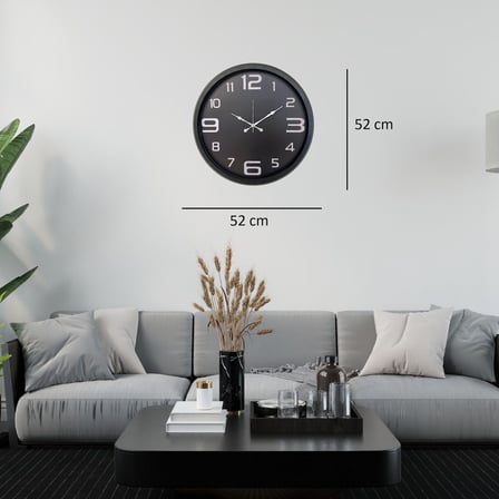 Siyah Modern 52 x 52 Cm Duvar Saati