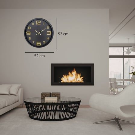 Siyah Gold Rakamlı 52 x 52 Cm Duvar Saati
