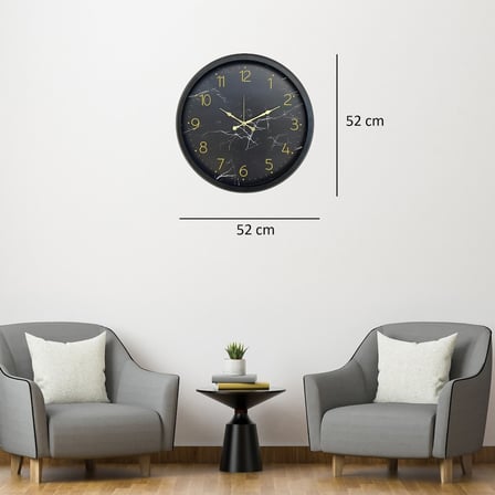 Siyah Mermer Desenli 52 x 52 Cm Duvar Saati